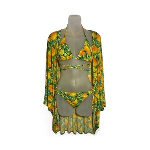 Goodtime Lemon Print Bikini Set with Cover-Up